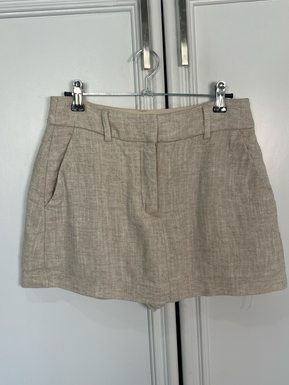 Dynamite Beige High-Waist Linen-Blend Women's Skort